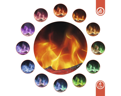 Dekokamin mit zwölf verschiedenen Flammeneffekten.
