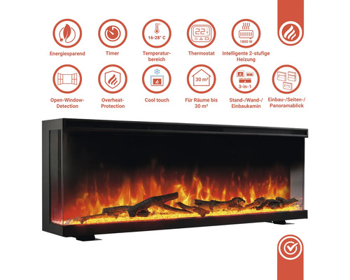 Elektrokamin Kaminio Lea 107,1x43 mm 1800 Watt