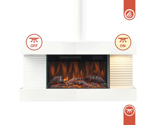 Elektrischer Kamin mit Heizfunktion in weißer Ausführung