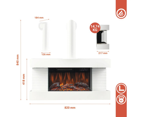 Abmessungen des Elektrokamins