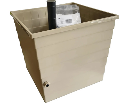 WaterUps Pflanzkübel BERA mit Wassertank, Wassersparsystem 20 l 48 x 48 x 43 cm braun Vierkantförmiger Teichbehälter aus Kunststoff mit Zubehör