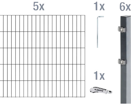 Doppelstabmatten-Set ALBERTS 6/5/6 1000 x 100 cm anthrazit