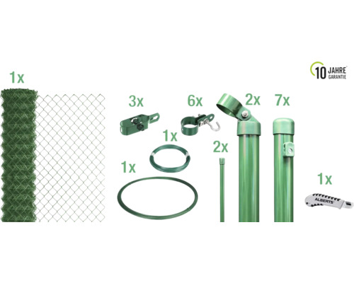 4-Eckgeflecht Set Maschenweite 60 mm, 15 x 1,25m, grau, zum Einbetonieren