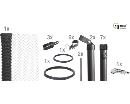 4-Eckgeflecht Set ALBERTS Maschenweite 60 mm zum Einbetonieren 15 x 1,50 m anthrazit