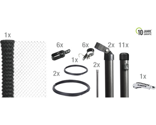 4-Eckgeflecht Set Maschenweite 60 mm, 25 x 1,25m, anthrazit, zum Einbetonieren