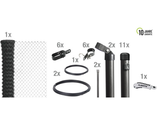 4-Eckgeflecht Set ALBERTS Maschenweite 60 mm zum Einbetonieren 25 x 1,50 m anthrazit