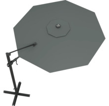 Grauer Ampelschirm mit Metallgestell