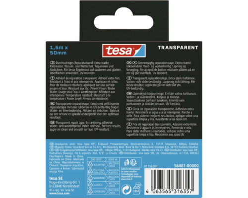 Tesa Transparentes Reparaturband, 1,5 m x 50 mm