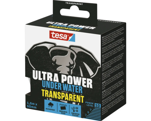 Verpackung Tesa Ultra Power Unter Wasser Transparentes Reparaturklebeband, 1,5 Meter mal 50 Millimeter
