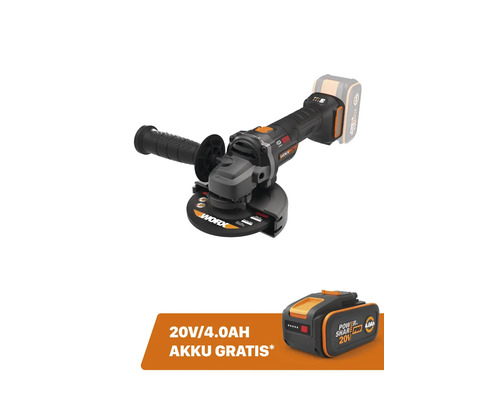 Akku-Winkelschleifer Worx Nitro Ø 125 mm 20 V, + GRATIS-Akku 20 V, 4 Ah