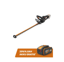 Worx Akku-Heckenschere Nitro mit einem gratis 20 Volt 4,0 Amperestunden PowerShare Pro Akku.