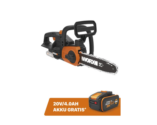 Akku-Kettensäge WORX WG322E.9 Basic ohne Akku und Ladegerät, 25cm + GRATIS-Akku 20 V, 4 Ah