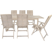 Gartentisch GARDEN PLACE Maja 180/240 x 90 x 76 cm beige aus robustem Akazienholz, Ausziehfunktion, bis zu 8 Sitzplätze