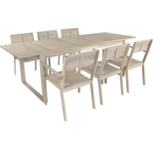 Gartentisch GARDEN PLACE Maja 180/240 x 90 x 76 cm beige aus robustem Akazienholz, Ausziehfunktion, bis zu 8 Sitzplätze
