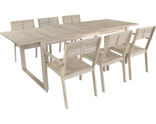 Holz Gartentisch mit sechs Stühlen