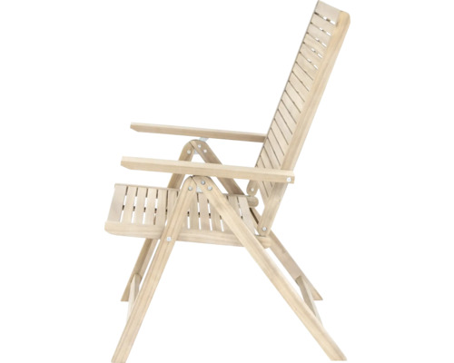 Holzfarbener Gartenstuhl mit Armlehne