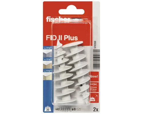 Fischer FID II Plus Dübel Verpackung mit zwei Dübeln