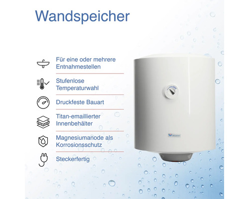 Wandspeicher mit Temperaturregler und den Hinweisen zu seinen Eigenschaften