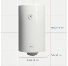 Regent Warmwasserspeicher mit den Maßen Höhe 91,8 cm, Breite 45 cm und Tiefe 47 cm