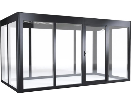 Gartenzimmer mit Glaselementen und Rahmenkonstruktion