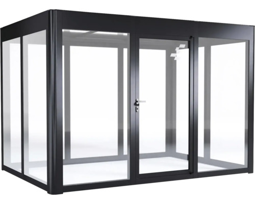 Freistehende Terrassenüberdachung aus Glas und Metall