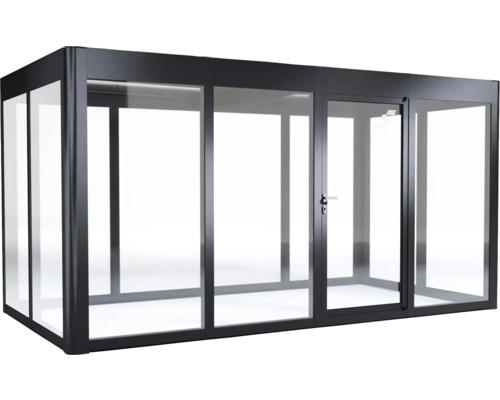 Moderne Glasterrasse mit Tür und Rahmen