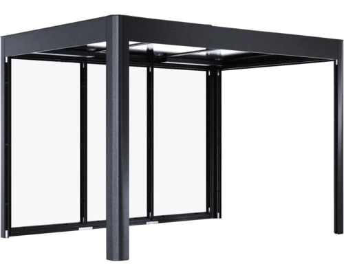 Pergola SunElements SunCover Infinity 3.2 inkl. Rückwand 338 x 233 cm anthrazit Quadratischer Pavillon mit Rahmen