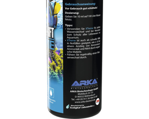 ARKA XTREME Wasseraufbereiter Flasche mit Gebrauchsanweisung