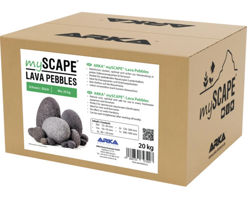 Aquariumdekoration-Set ARKA mySCAPE Lava Pebbles Mix ca. 20 Kg, 30 x 10 - 30 mm, 15 x 50 - 70 mm, 5 x 90 - 120 mm, 2 x 120 - 200 mm, 1 x 200 - 300 mm Aquascaping