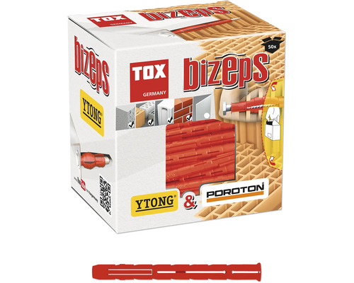 TOX Bizeps Dübel, 50 Stück, geeignet für Hochlochziegel und Porenbeton