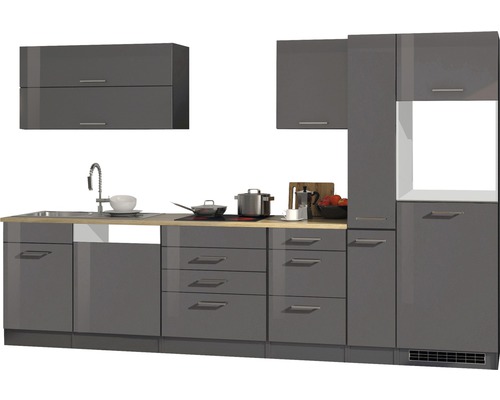 Küchenzeile Held Möbel Mailand 621.1.6211 grau/grafit 330 cm