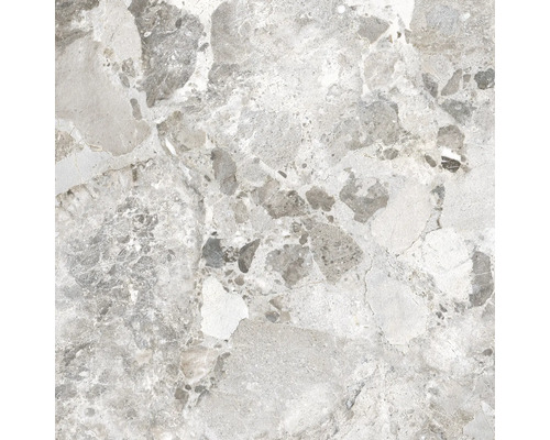 Feinsteinzeug Bodenfliese Madrid light grey 59.5x59.5 cm rektifiziert Graue Bodenfliese mit Steinmuster