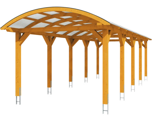 Holzcarport mit durchsichtigem Dach