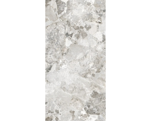 Feinsteinzeug Bodenfliese Madrid light grey 59.5x120 cm rektifiziert Dekorfliese mit Marmoroptik