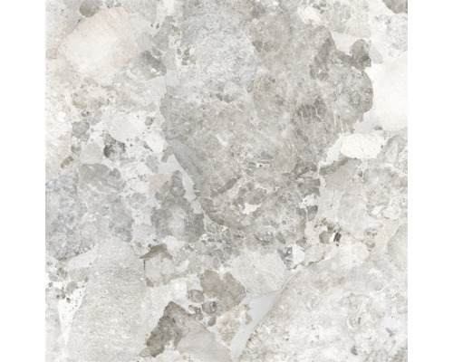 Feinsteinzeug Bodenfliese Madrid light grey 120x120 cm rektifiziert Fliesenmuster in Steinoptik