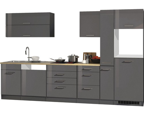 Küchenzeile Held Möbel Mailand 624.1.6211 grau/grafit 330 cm
