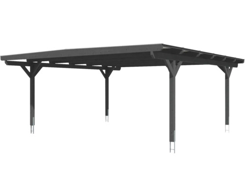 Holzcarport mit sechs Pfosten und Flachdach