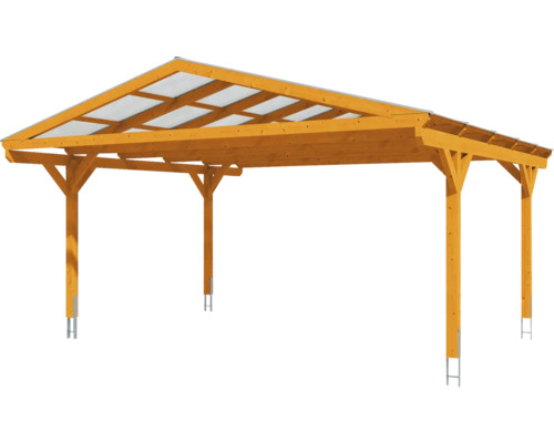Holzcarport mit durchsichtigem Dach