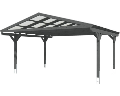 Carport aus Holz mit durchsichtigem Dach