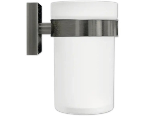 Wandmontierter Zahnputzbecherhalter mit Milchglasbehälter