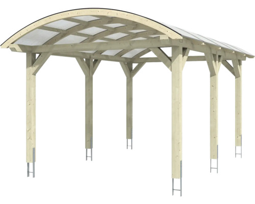 Einzelcarport SKAN HOLZ mit Bogendach 376x541 cm natur Holzcarport mit transparentem Dach