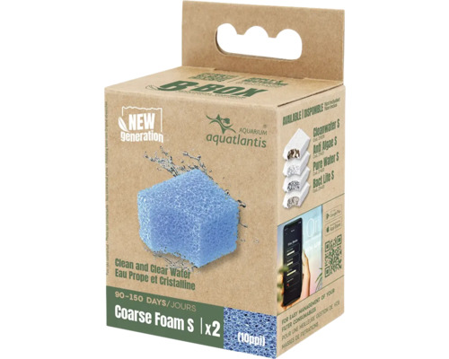 Filtermaterial Aquatlantis B-Box Filterschwamm grob S für Bio Box Innenfilter auch Vorfilter Aquatlantis Grobschwamm S für Aquarium, Doppelpackung
