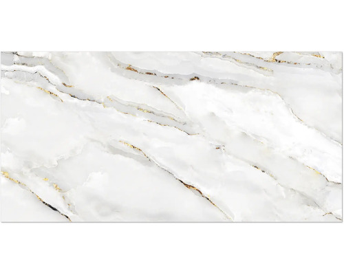 Dekorfliese mit Marmorstruktur und goldenen Akzenten