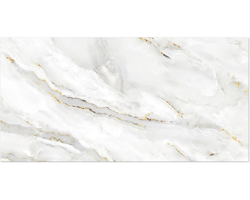 Keramikfliese mit Marmoroptik und goldenen Adern