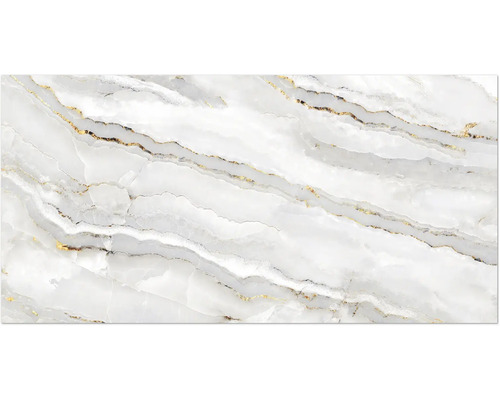 Dekorfliese in Marmoroptik mit Goldakzenten