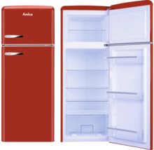 Amica Kühlschrank in Retrodesign, geschlossene und geöffnete Ansicht