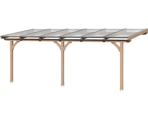 Terrassenüberdachung aus Holz mit transparenten Paneelen