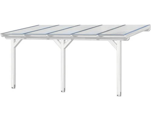 Überdachung mit transparenten Platten und weißem Rahmen