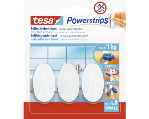 Tesa Powerstrips Klebehaken Packung mit drei Stück
