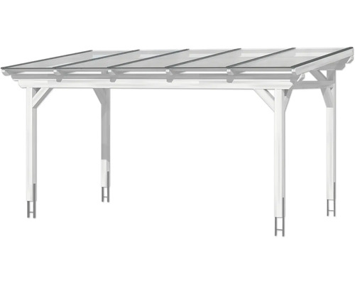 Carport mit Holzrahmen und transparentem Dach